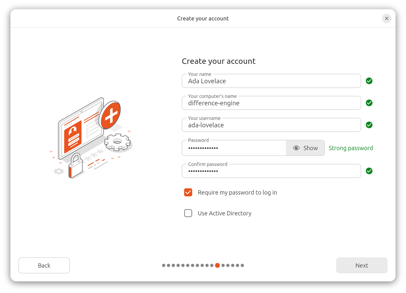 Màn hình tạo tài khoản người dùng trong Ubuntu installer