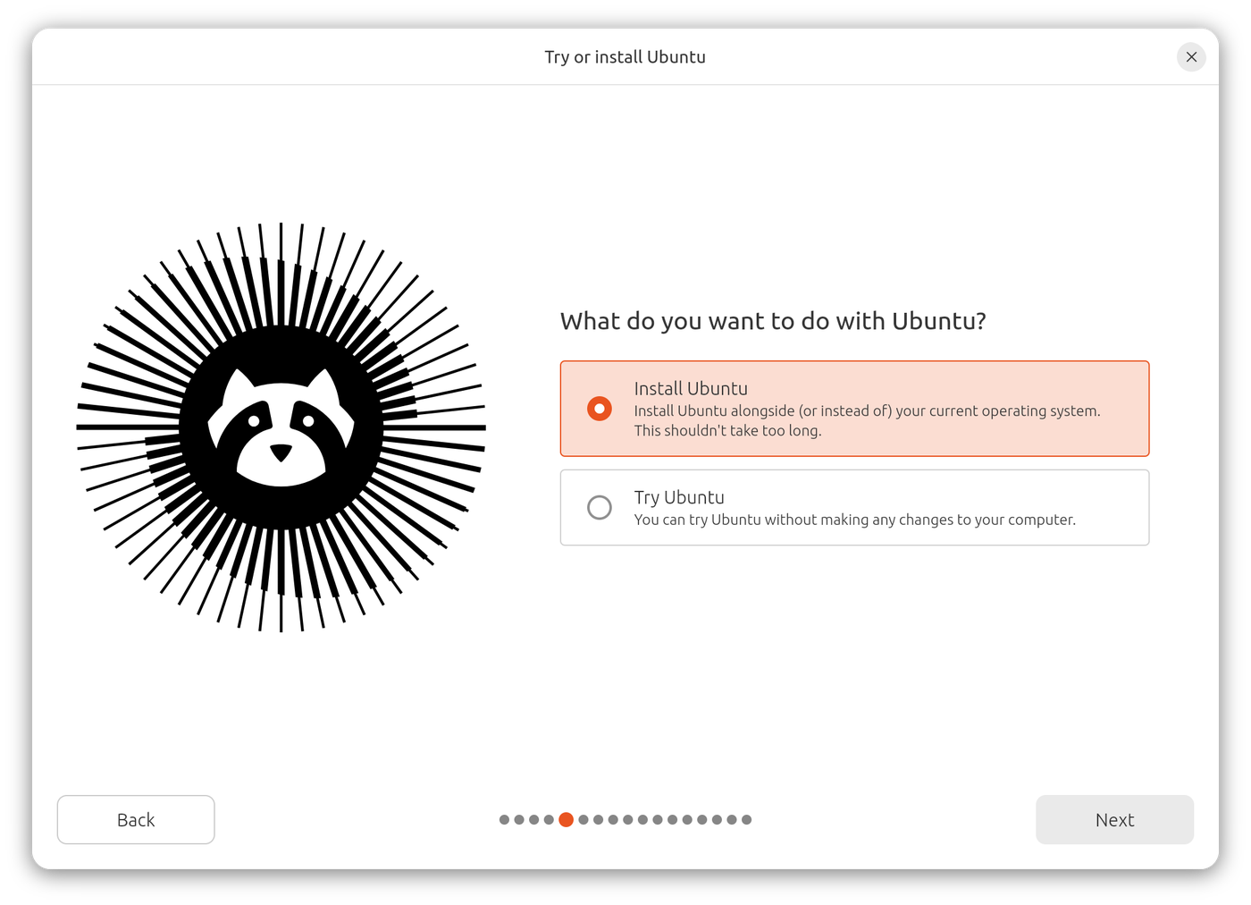 Màn hình Try or Install Ubuntu sau khi boot từ USB